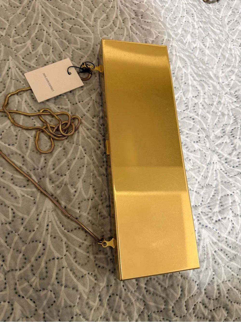 Zara Metallic Gold Rectangle Chain Clutch